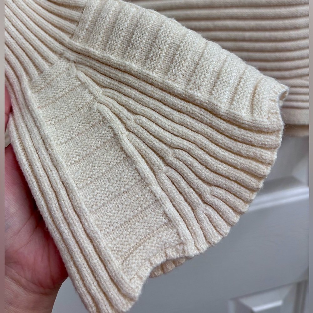 SAGE THE LABEL Ribbed Turtleneck Sweater with Wide Bell Cuffs in Ivory/Cream - Picture 8 of 16